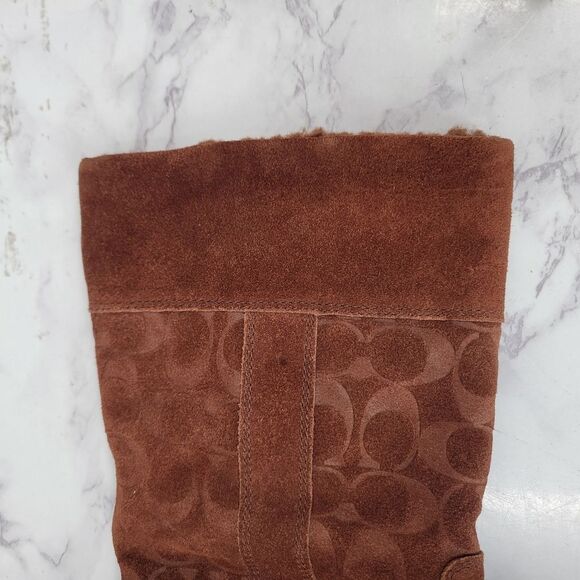 Coach Meyer Mid Winter Boots Brown Logo Signature Suede Women's Size 8.5 - Picture 12 of 15